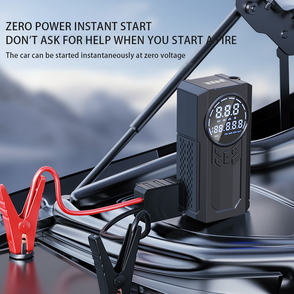1000A 8000mAh ABS Portable Car High Power Jump Starter Battery Pack Air Compressor Tire Pressure Monitor Emergency Light Power