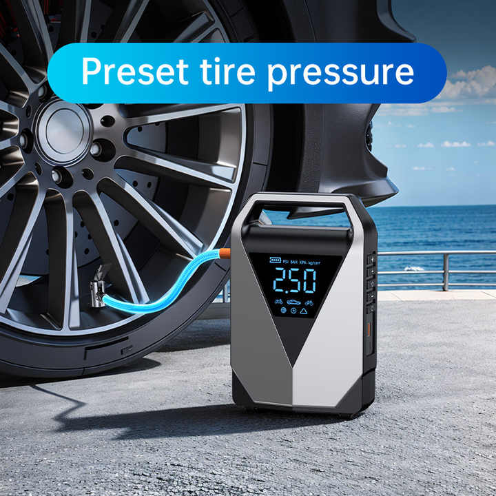 12000mAh 1000A Portable Car Jump Starter EVA Bag Smart Clip Handle Carry 12V Gas Jump Starter With Tire Inflator Power Bank