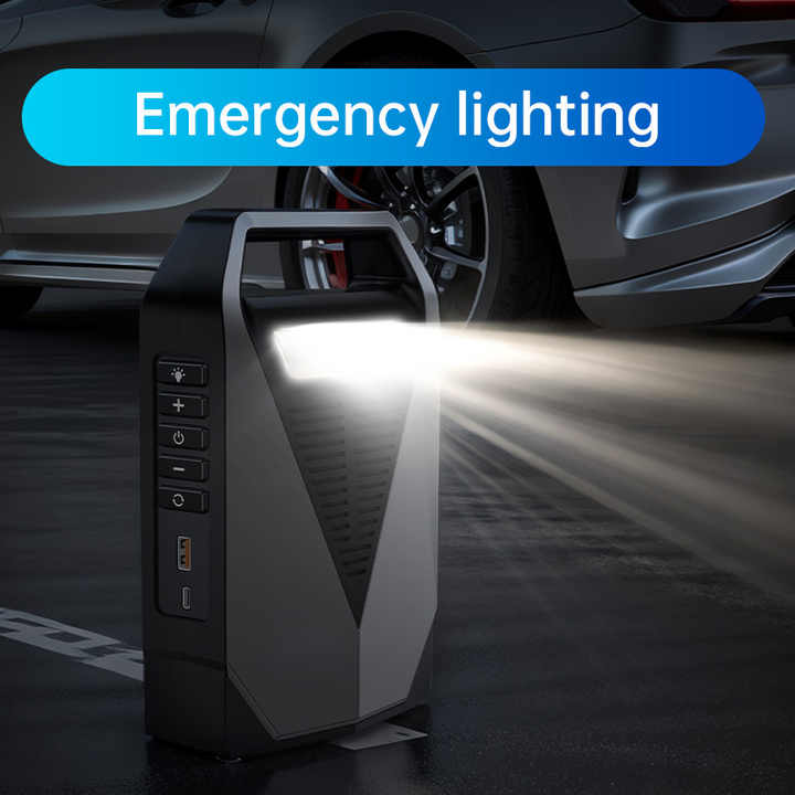 12000mAh 1000A Portable Car Jump Starter EVA Bag Smart Clip Handle Carry 12V Gas Jump Starter With Tire Inflator Power Bank