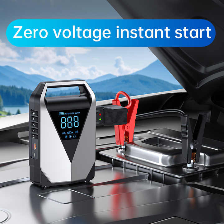 12000mAh 1000A Portable Car Jump Starter EVA Bag Smart Clip Handle Carry 12V Gas Jump Starter With Tire Inflator Power Bank