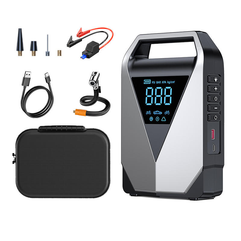12000mAh 1000A Portable Car Jump Starter EVA Bag Smart Clip Handle Carry 12V Gas Jump Starter With Tire Inflator Power Bank