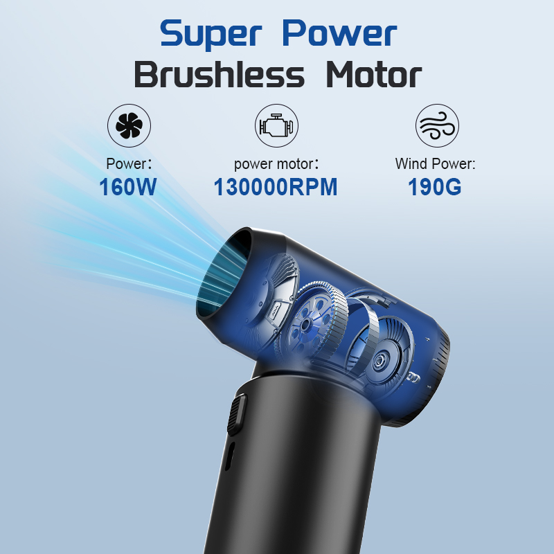 130000RPM Turbo Fan Brushless Motor DIY Electric Mini Air Duster Blower Gun Computer Keyboard Cleaner Rechargeable