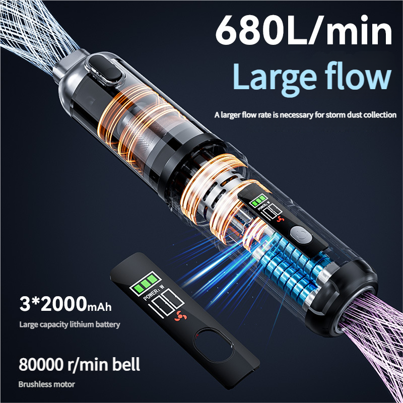 15000Pa Electric ABS Portable High Power Mini Handheld Cordless Car Vacuum Cleaner DC12V