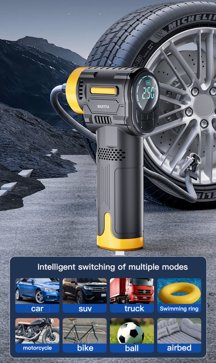 150PSI High-Pressure Handheld Car Air Compressor Wireless Portable and Rechargeable Tire Inflator Pump