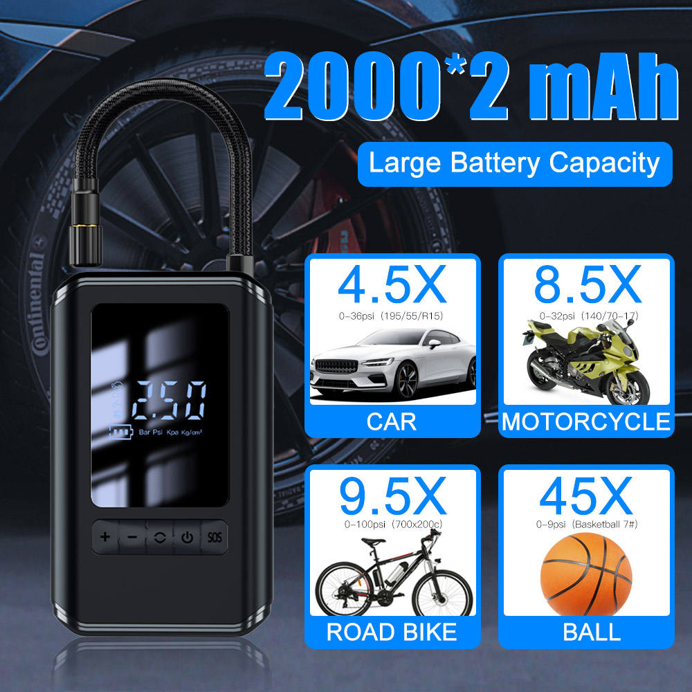 150PSI Portable Small Car Bicycle Tire Inflator Vehicle Air Compressor Pump 4000mAH Electric Ball Air Inflator Pump