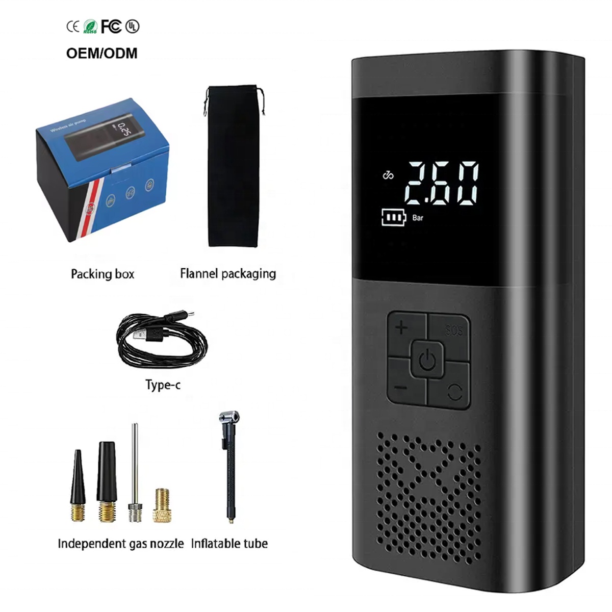 150PSI Tire Inflator 6000mAh Rechargeable Cordless Portable Air Compressor Emergency LED Light Electric Air Pump for Car Tire
