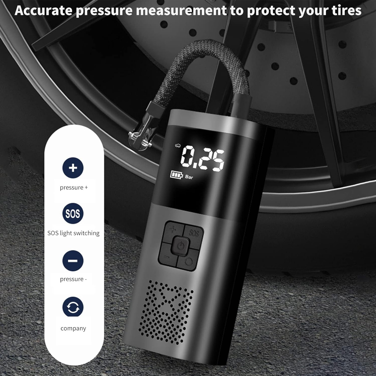 150Psi Wireless Mini Electric Air Pump Portable Tires Inflators Digital Car Air Compressor 6000mAh LED Display ABS 12V 120W
