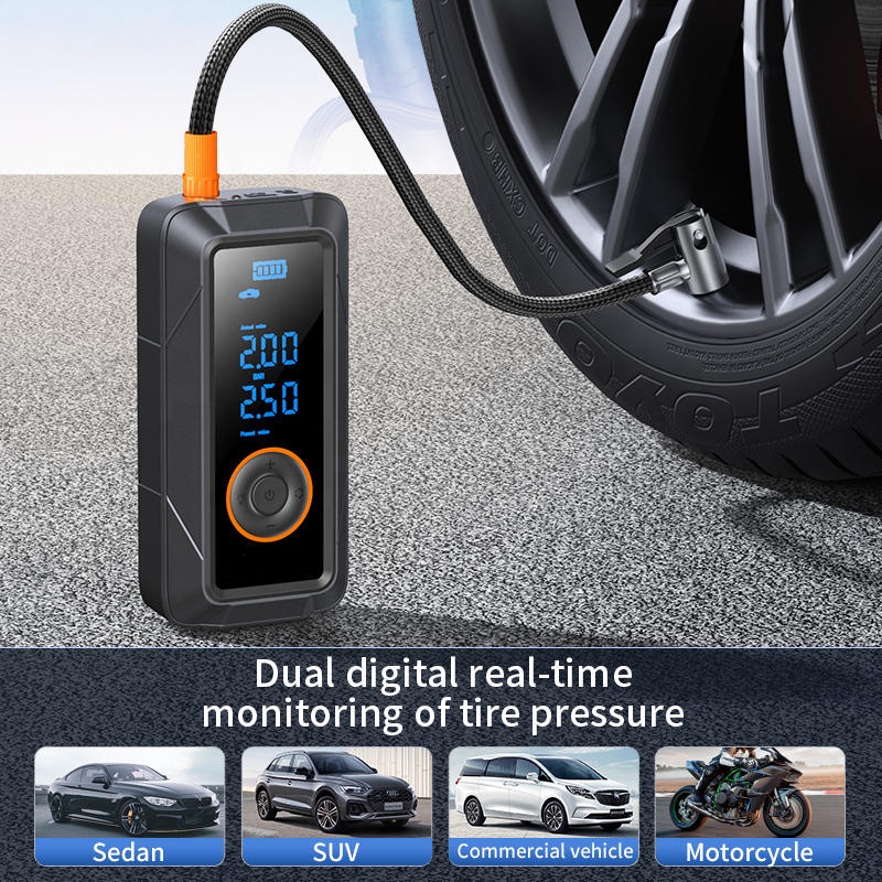 150psi Digital Display ABS Portable Car Air Tires Inflator Emergency Light 2000mAh Battery Wireless Electric Air Compressor