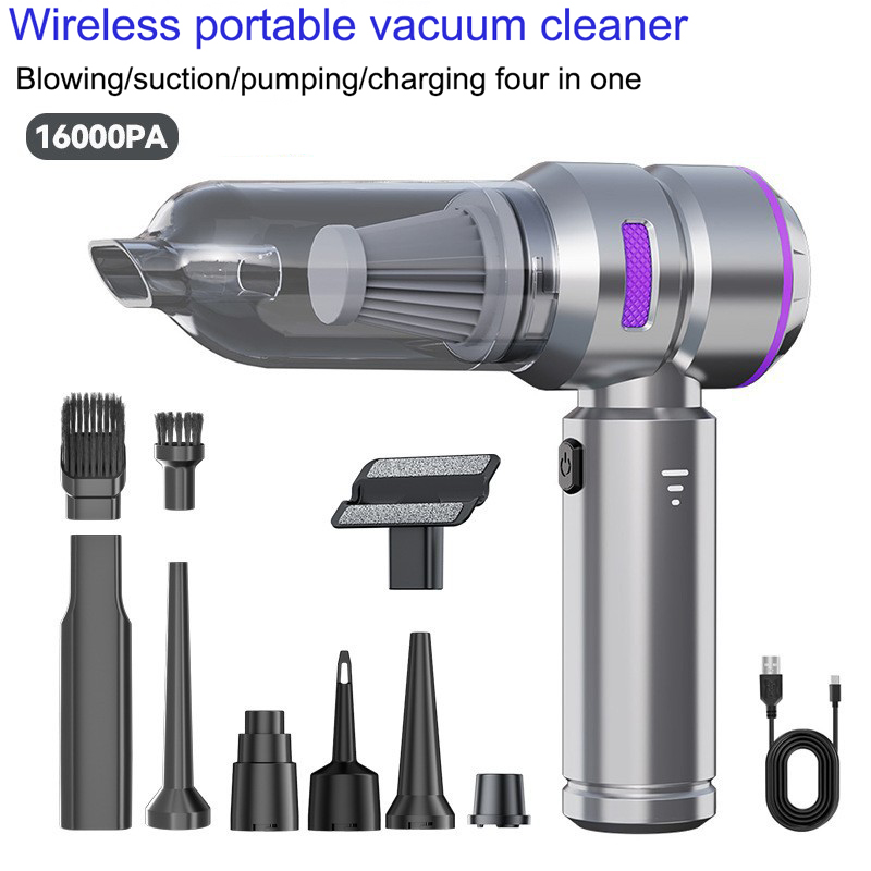 16000Pa Cordless Car Vacuum Cleaner Type-C Fast Charge 6000mAh 3-Speed Handheld 100W Portable Wireless Auto Cleaning Tool