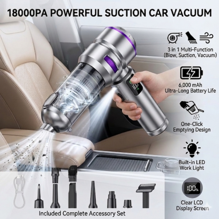 PCMOS 18000PA Cordless Car Vacuum Cleaner
