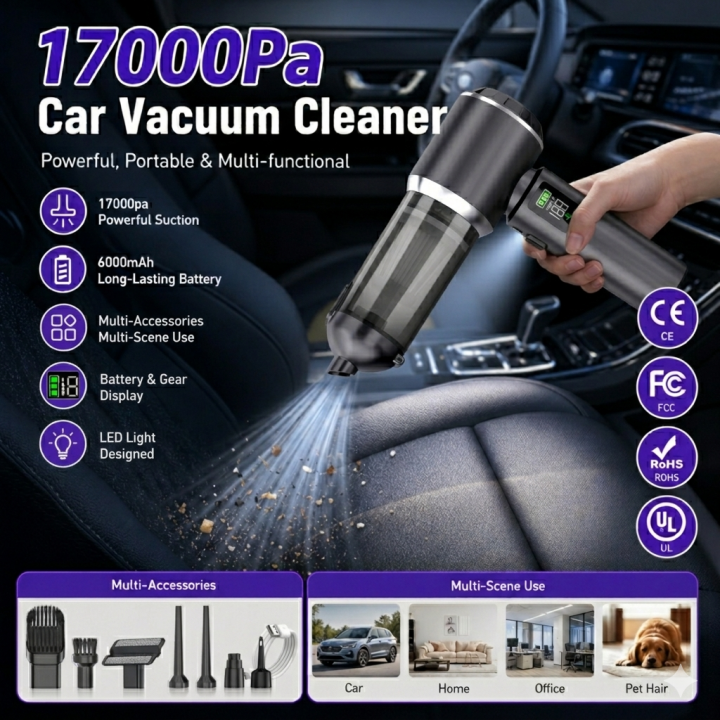 PCMOS 17000PA Cordless Car Vacuum Cleaner