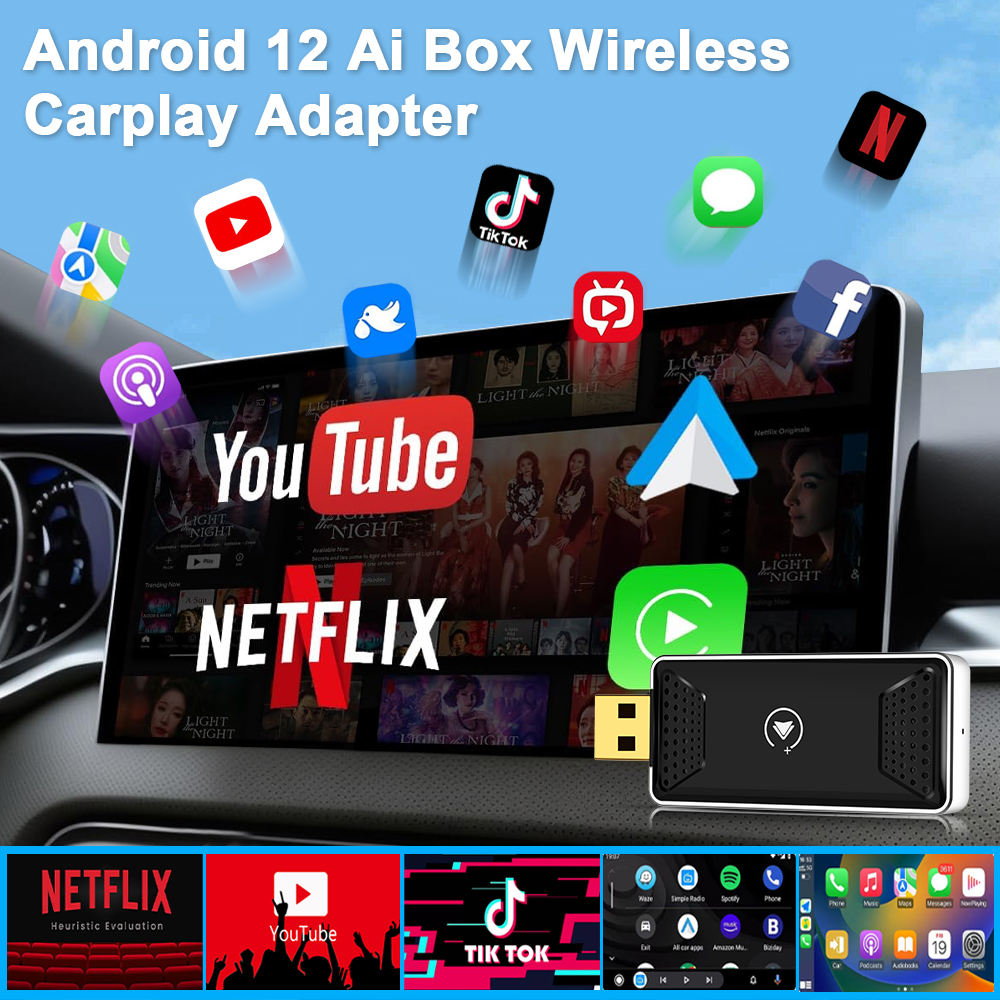 2+16G Wired to Wireless Carplay Carplay Ai Box youtube netflix Gps Navigation Wireless Carplay Adapter