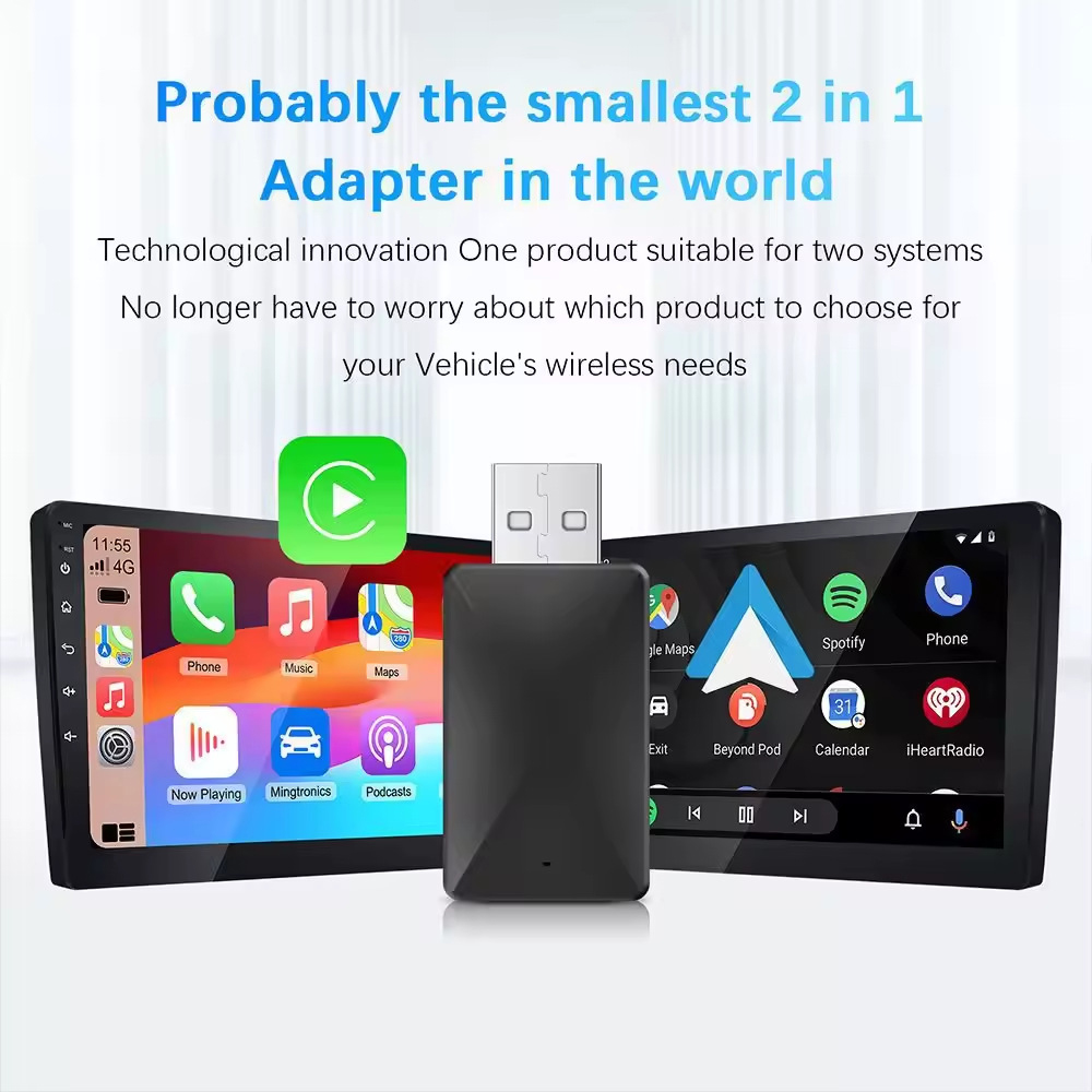 2-in-1 Wired to Wireless Carplay Dongle Ai Smart Magic Box Streaming Android Auto Smartbox Adapter