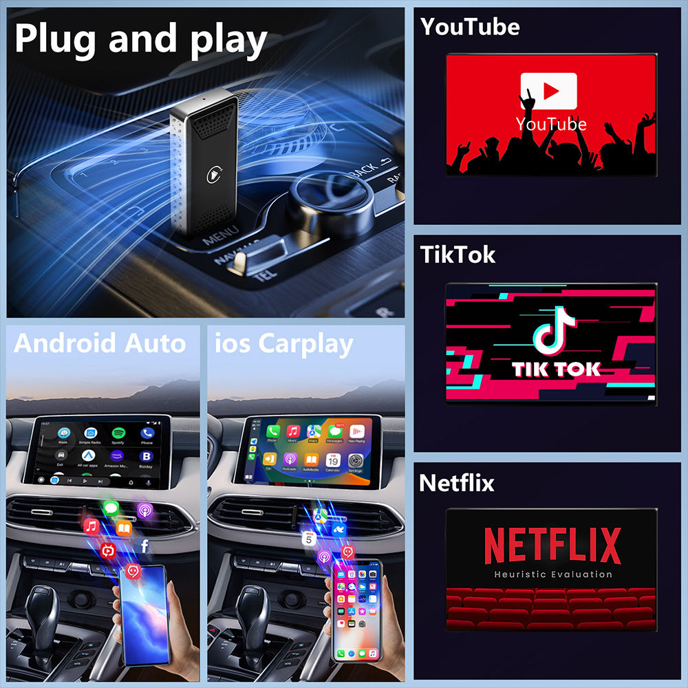 2 in 1 Wireless Apple CarPlay & Android Auto Adapter 2+16G AI Box Android12/13 USB Dongle PCMOS PM-CP-003