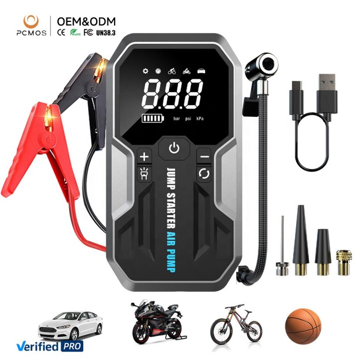 2000A Portable 14.8V ABS Car Jump Starter 12000mAh Air Compressor Power Bank with Emergency Light