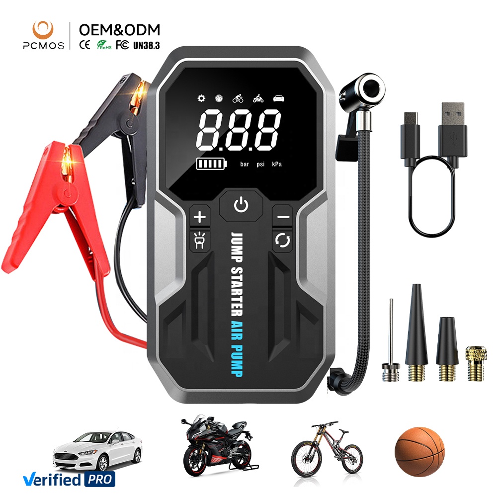 2000A Portable 14.8V ABS Car Jump Starter 12000mAh Air Compressor Power Bank with Emergency Light