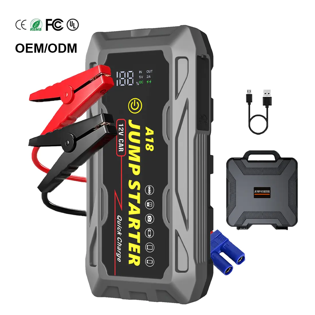3000A UltraSafe Car Battery Jump Starter 12V Battery Pack Battery Booster Jump Box Portable Charger and Jumper Cables