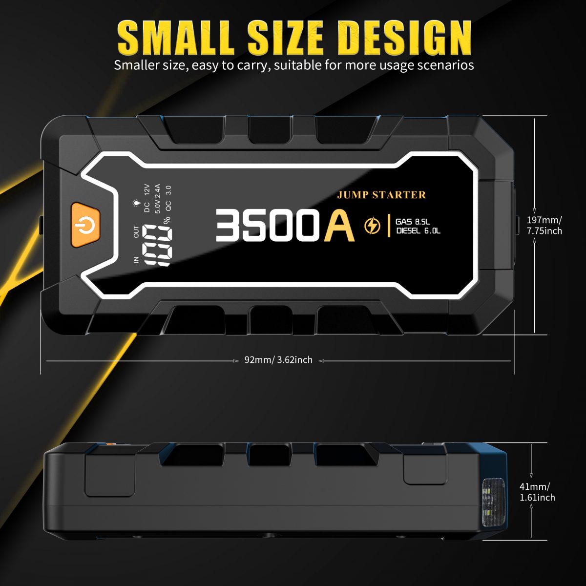 3500A 12V Car Battery Jump Starter Emergency Car Battery Booster Pack Portable Car Battery Jump Starter Power Bank