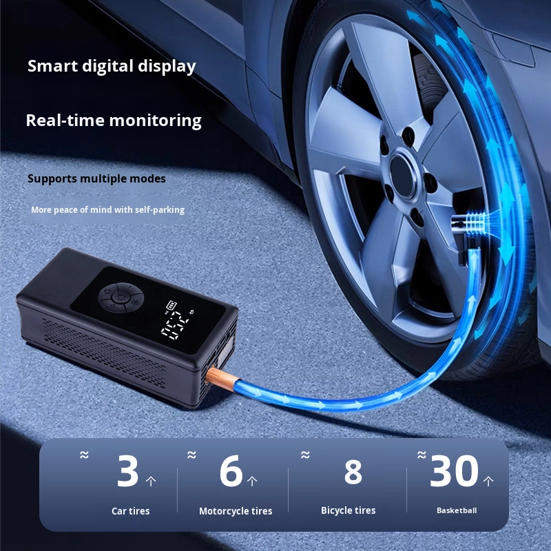 4000mAh Digital Cordless Car Air Compressor 150PSI Portable Auto Stop Tire Inflator Bike Balls Power Bank ABS Material 120W