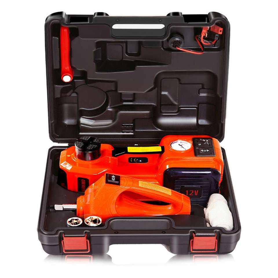 5 in 1 Electric Hydraulic Car Jack 5T DC12V Car Jacks With Impact Wrench Tire Inflator Built-in LED Light