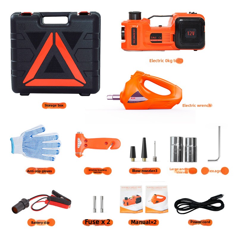 5 in 1 Electric Hydraulic Car Jack 5T DC12V Car Jacks With Impact Wrench Tire Inflator Built-in LED Light