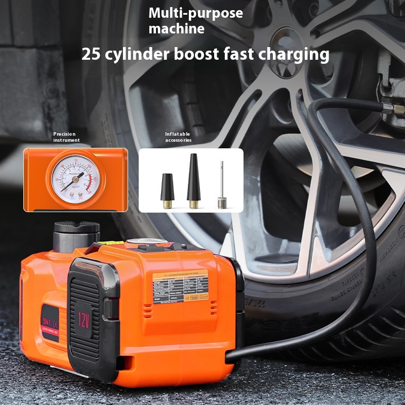 5 in 1 Electric Hydraulic Car Jack 5T DC12V Car Jacks With Impact Wrench Tire Inflator Built-in LED Light