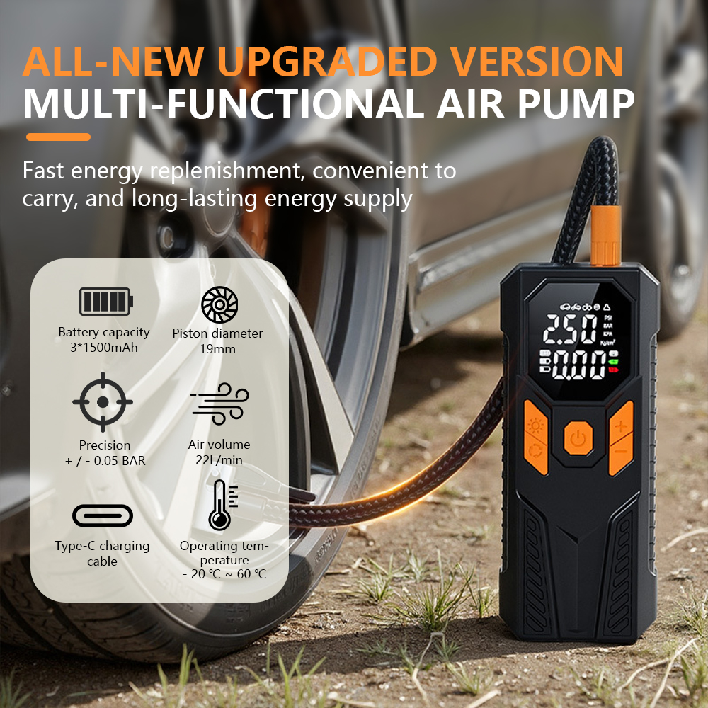 6000mAh Dual Power Supply Mini Portable Wireless Electric Car Tyre Air Compressor Cordless Inflatable Pump Digital Tire Inflator