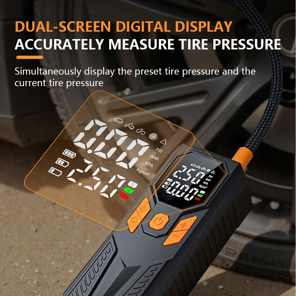 6000mAh Dual Power Supply Mini Portable Wireless Electric Car Tyre Air Compressor Cordless Inflatable Pump Digital Tire Inflator
