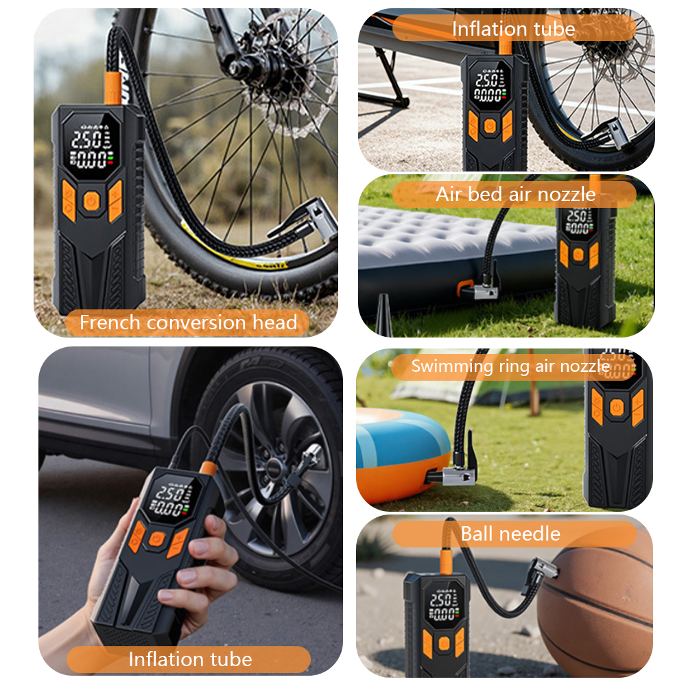 6000mAh Dual Power Supply Mini Portable Wireless Electric Car Tyre Air Compressor Cordless Inflatable Pump Digital Tire Inflator