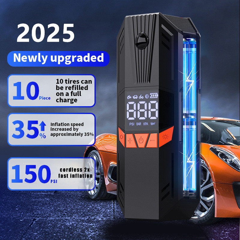 6000mAh Mini Wireless Electric Portable Rechargeable Car Air Compressor Pump Digital Tire Inflator for Car Bike Motorcycle Ball