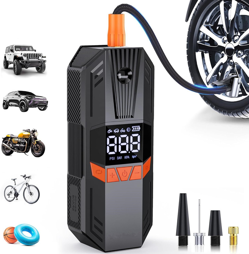 6000mAh Mini Wireless Electric Portable Rechargeable Car Air Compressor Pump Digital Tire Inflator for Car Bike Motorcycle Ball