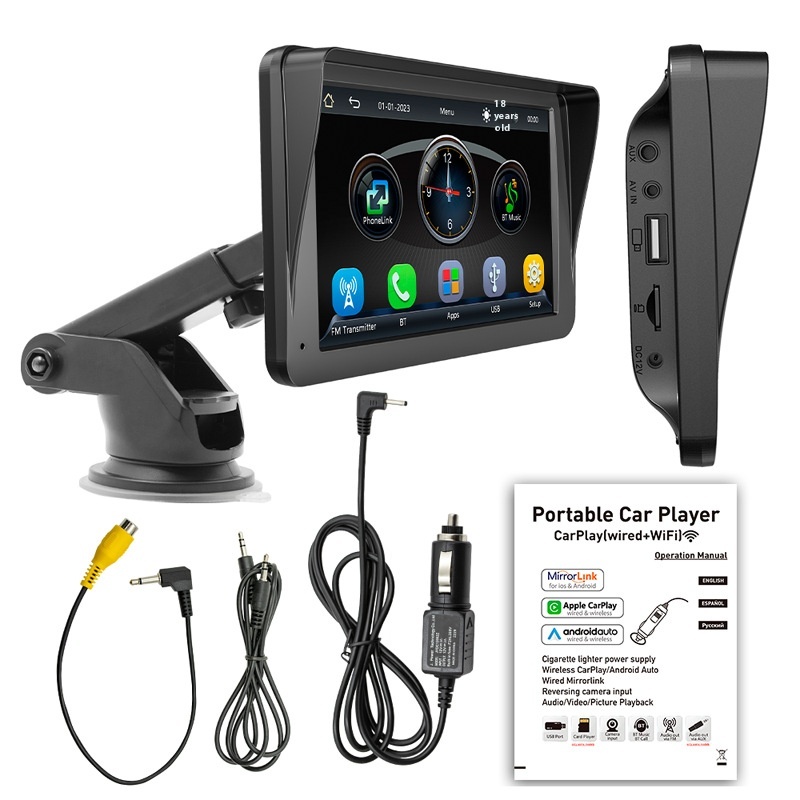7-Inch Wireless Carplay Navigation Radio with Bluetooth MP5 Player Dashboard Placement Stereo Function Android Auto