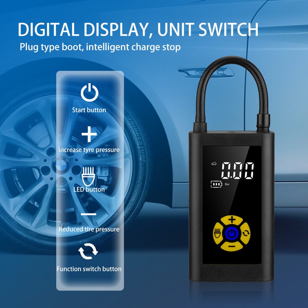 70W 150PSI Portable Tire Inflatorr Car Air Compressor 12V Type-C Rechargeable Wireless Fast Inflation Air Pump for Car Tires