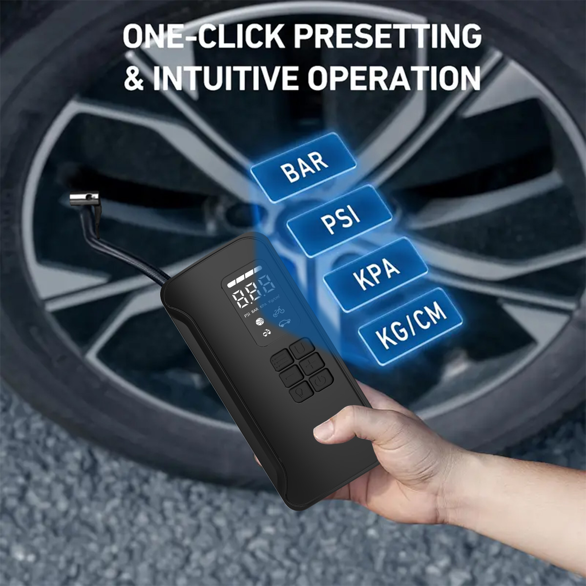 8000mAh 21mm 150psi Digital Portable Car Tyre Pump Air Compressor 6000mAh Tire Inflator Mini Electric Air Pump