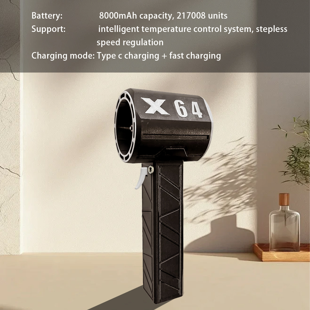 8000mAh Handheld Fan X64Pro Dust Removal Type-C+DC Fast Charging Intelligent Temperature Control 1400g Thrust Car Cleaning Tool