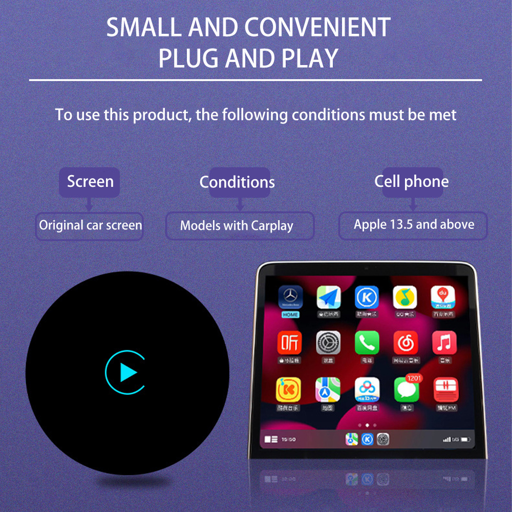 Ai Smart Magic Box Carplay Dongle Wired to Wireless Streaming for Cars with 1-Year Warranty