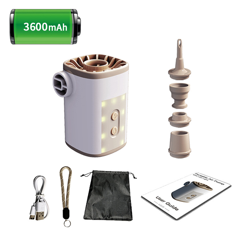 Camping Wireless Outdoor Electric Air Pump ABS Mattress Swimming Ring Sleeping Pad Inflator 3600mAh Battery 17 Hours Lighting