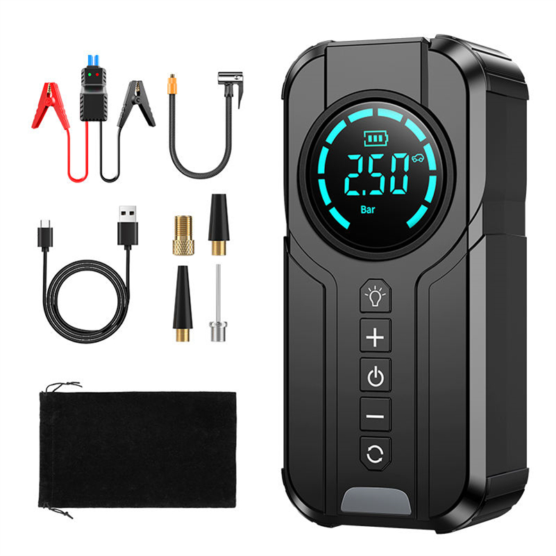 Car Battery Booster Pack 1000A Jump Starter Power Bank 150Psi Tire Inflator Car Air Pump ABS Material for Car Motorcycle