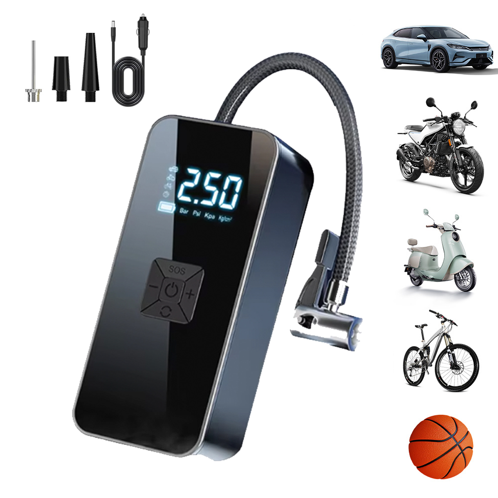 DC12V Wired Auto Tire Inflator Portable ABS Digital Pressure Air Pump with Digital Display for Car Tires and Balloon