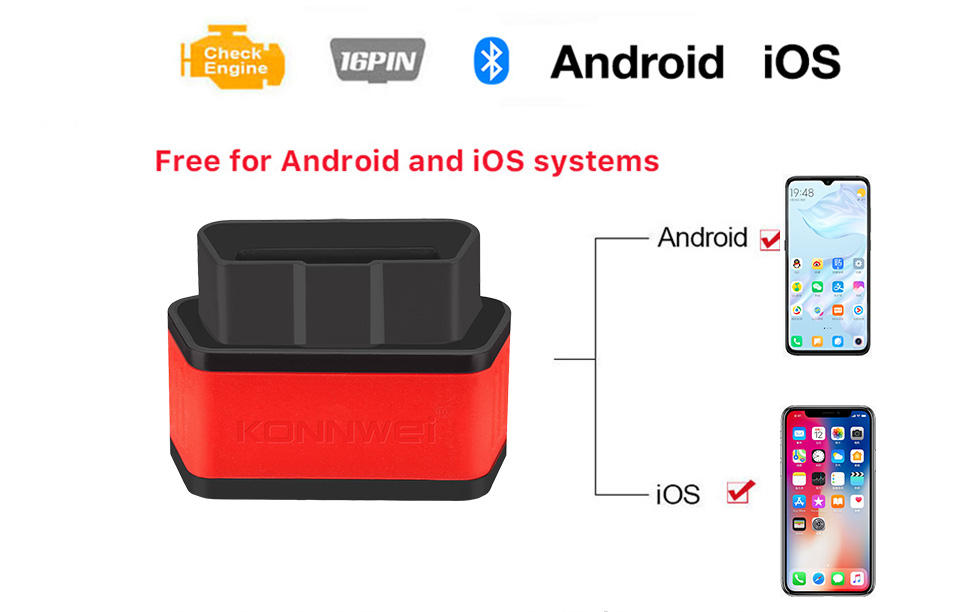 EBM OBD2 for Bluetooth Scanner ELM327 Code Reader for Diesel Cars Automotive Tool ABS Material iOS Android Compatibility 12-Mont