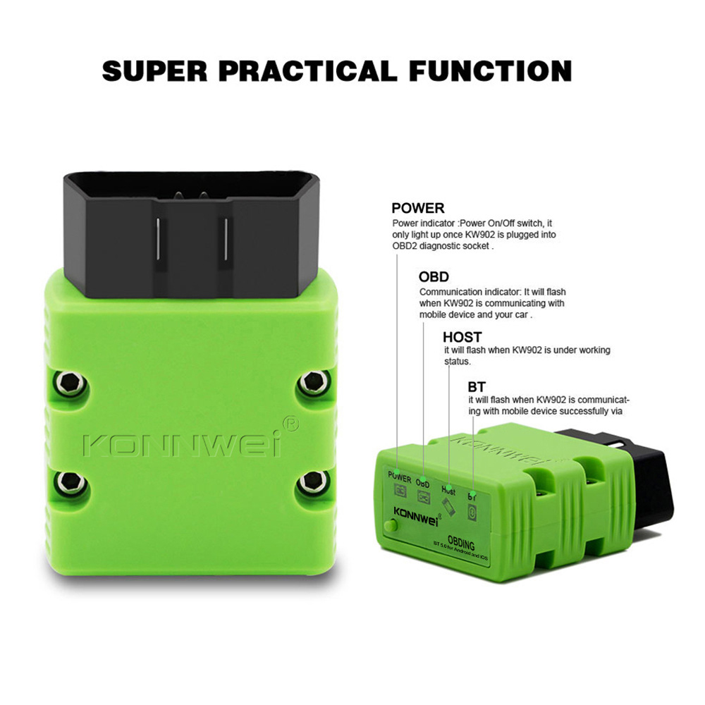 ELM327 OBD2 for Bluetooth 5.0 Car Scanner 12V Automotive Fault Diagnosis Instrument Code Reader for Android and IOS