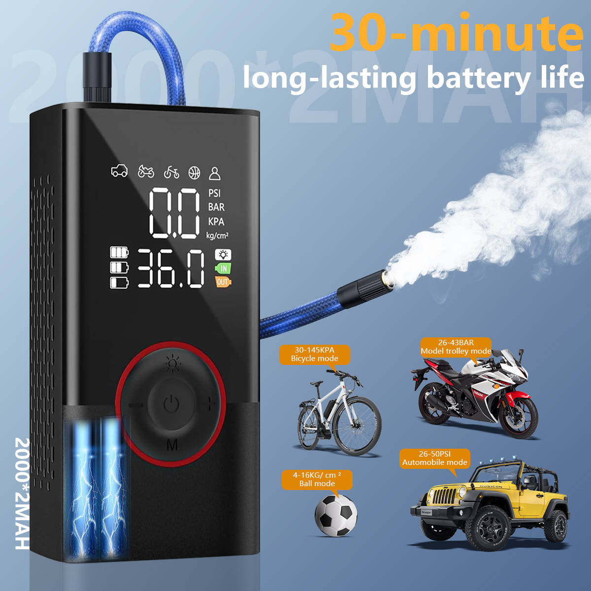 Factory Price 150Psi Portable Wireless Mini Electric Tyre Inflator Pump High Inflator Digital Display ABS Direct Manufacturer