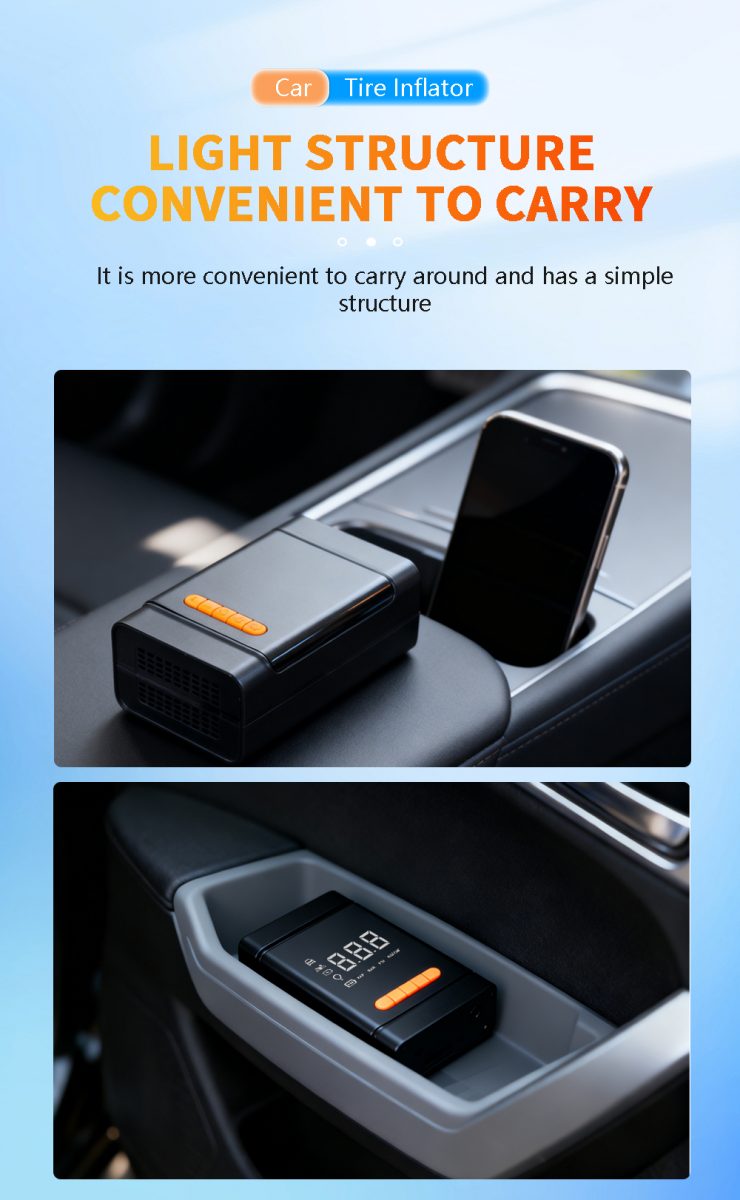 Factory Price ABS 150psi Portable Wireless Intelligent Digital Display Electric Car Air Pump Emergency Light Fast Inflate