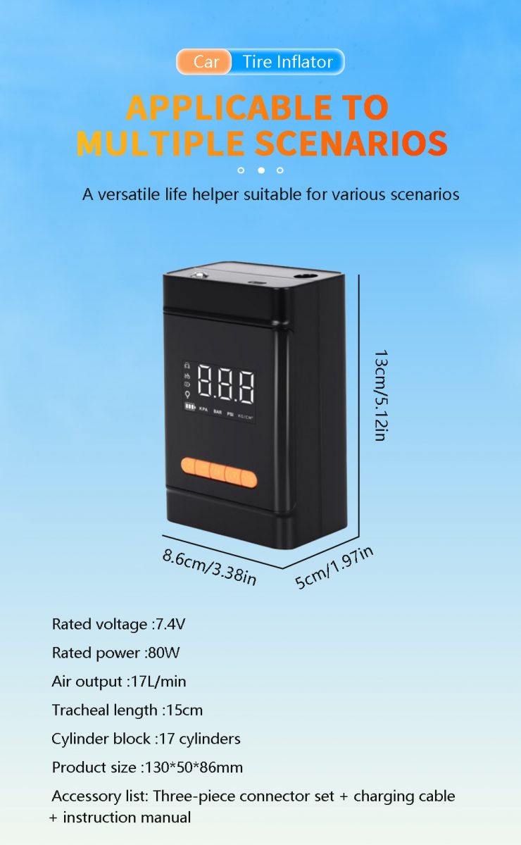 Factory Price ABS 150psi Portable Wireless Intelligent Digital Display Electric Car Air Pump Emergency Light Fast Inflate