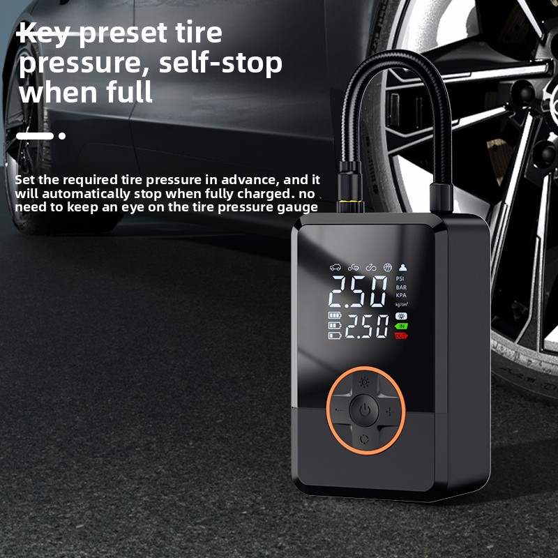 Factory Price ABS Dual Power Supply Mini Portable Electric Car Tyre Air Compressor Cordless Digital Tire Inflator Auto Stop LED