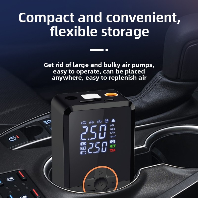 Factory Price ABS Dual Power Supply Mini Portable Electric Car Tyre Air Compressor Cordless Digital Tire Inflator Auto Stop LED