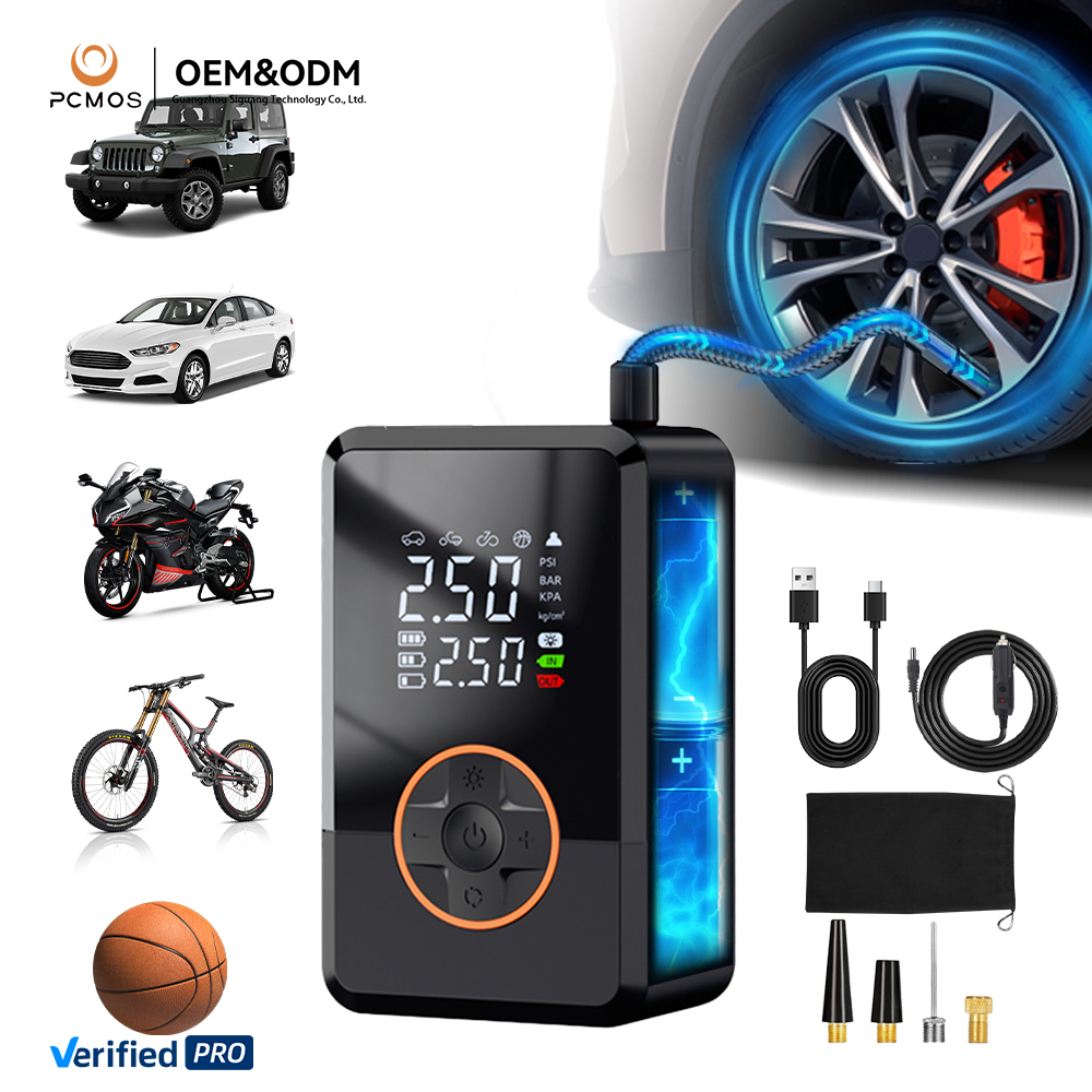 Factory Price ABS Dual Power Supply Mini Portable Electric Car Tyre Air Compressor Cordless Digital Tire Inflator Auto Stop LED