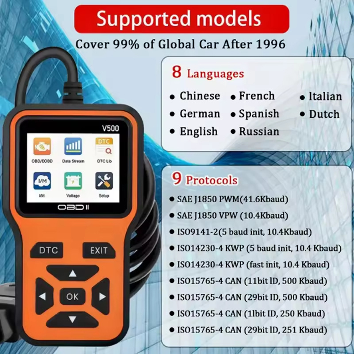 Factory Priced V500 OBD2 Scanner Universal Auto Diagnostic Tool for Checking Engine Fault Codes EOBD Reader for Cars