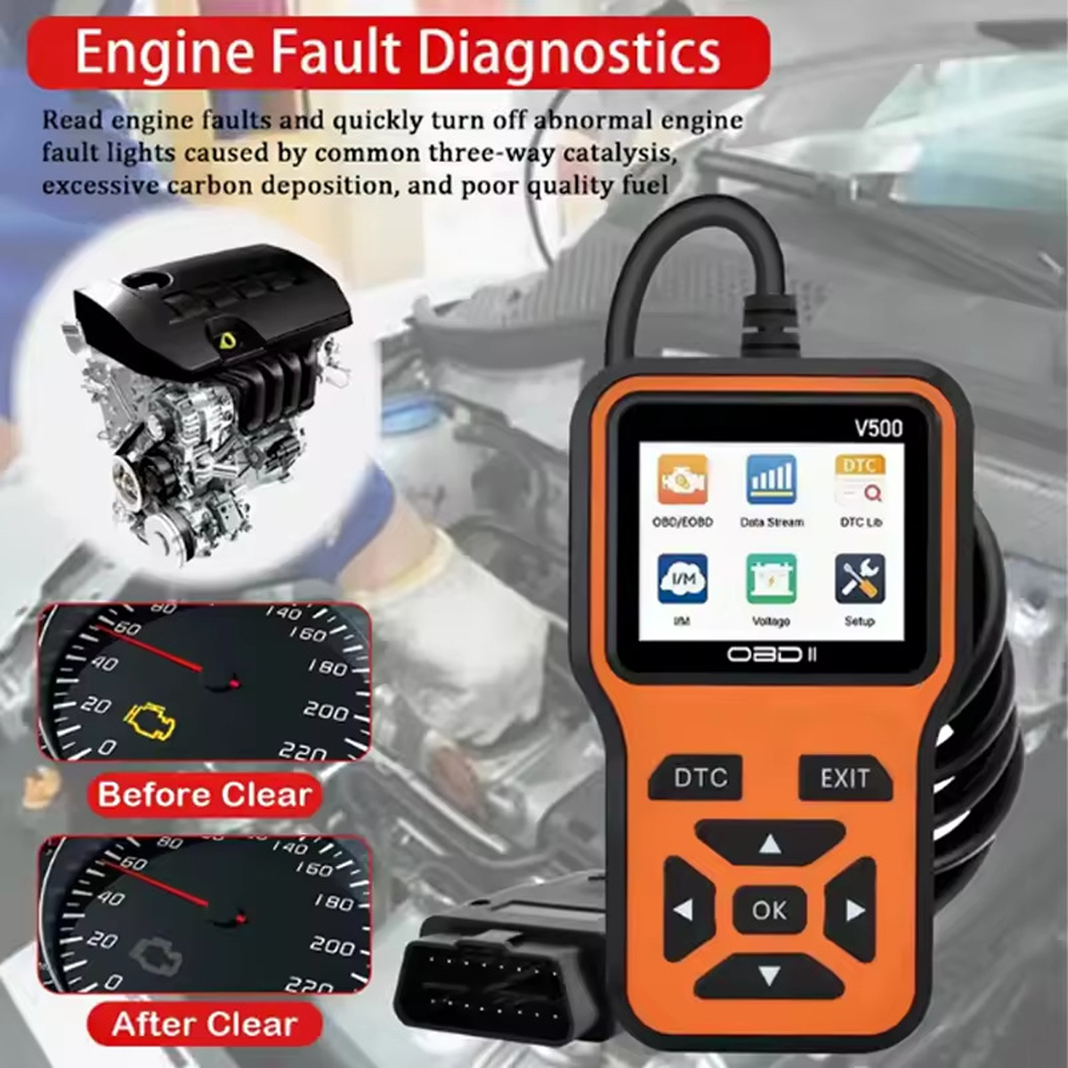 Factory Priced V500 OBD2 Scanner Universal Auto Diagnostic Tool for Checking Engine Fault Codes EOBD Reader for Cars