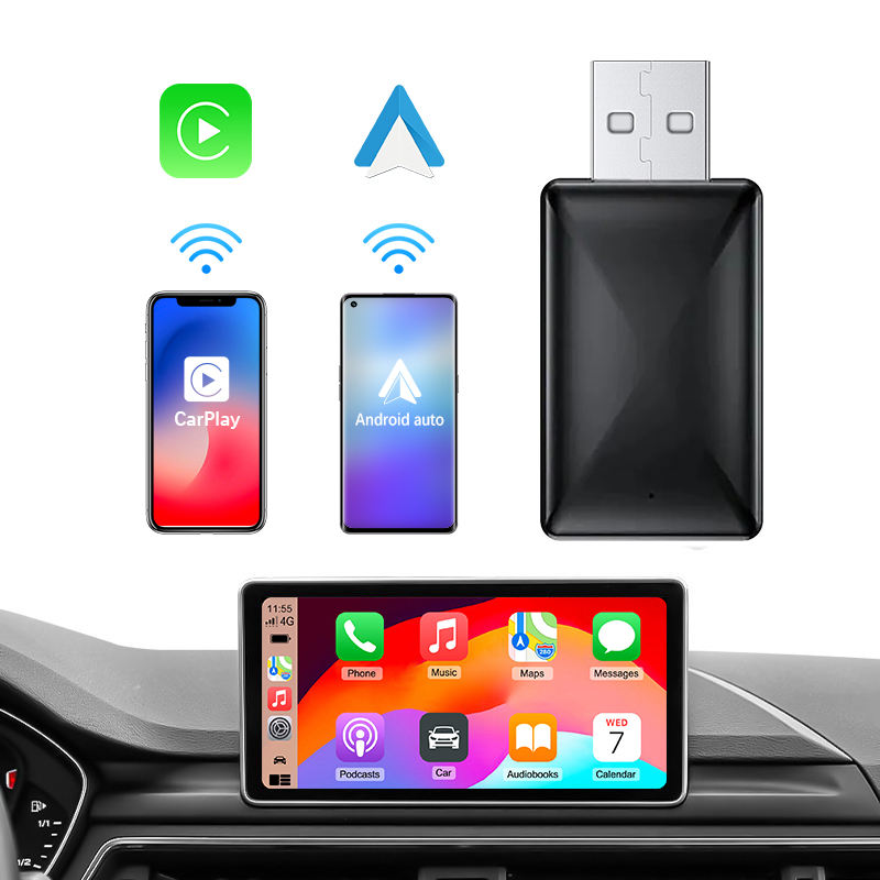 Factory in Stock USB Wired to Wireless Carplay Box AI Box Adapter for Apple Android Phone Projector Navigation Carplay 2-in-1